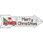 Merry Christmas Truck Hat Novelty Metal Arrow Sign - 17" X 5" Holiday Wall Decor. Fixed Price $17.99.
