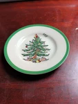 Spode England Christmas Tree 6.5" Bread Butter Plate Green Rim S3324-W. Fixed Price $12.00.