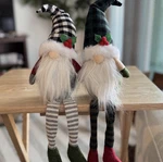 Set Of 2 Christmas Gnome Plush Figurines With Plaid Hats And Holly, Fabric. Fixed Price $40.00.