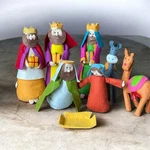 Large Betsey Cavallo Fabric Christmas Nativity Set 8 Piece Kings Mary Joseph. Fixed Price $24.95.