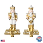 Glitzhome Nutcracker Christmas Stocking Holders Set Of 2 Gold And White. Fixed Price $63.86.