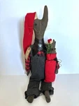 Primitive Fabric Cat Shelf Sitter Doll Christmas Hearthside Collection Felix. Fixed Price $18.00.