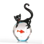 Tooarts Cat Goldfish Sculpture Glass Ornament Figurine Hand Blown,. Fixed Price $14.37.