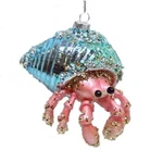 Hermit Crab Ornament 4" Glass Blown Resin Glitter Bead Coastal Nautical Decor. Fixed Price $23.99.