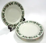 4 Baum Bros Holly Christmas Berry 7.75" Salad Plates Formalities ? *read*. Fixed Price $11.69.