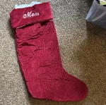 Pottery Barn Quilted Velvet Christmas Stocking Large Red Solid Mom. Fixed Price $19.50.