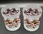 Vintage Culver Rocks Frosted Glasses Christmas Dancing Santa Reindeer 12 Oz.. Fixed Price $24.99.