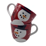 Crate And Barrel Snowman Black Top Hat Red White Mugs Set Of 12 Ounce. Fixed Price $24.99.