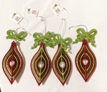 Raz Imports Red & Green Glitter Finial Ornaments With Bow Set Of 4. Fixed Price $22.99.