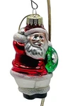 Lb Ornament Blown Glass Santa Holding Wreath 3 Christmas Signed Glittery Bright. Fixed Price $11.95.