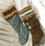 Creative Design Mocha Brown Teal Velvet Faux Fur Christmas Stocking Set Of 2. Fixed Price $27.85.