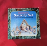 Vintage Polystone 12 Piece Nativity Set Including Creche Christmas Giftco. Fixed Price $42.99.
