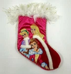 Disney Christmas Stocking Princesses Cinderella Belle Aurora Feather Fur Trim 16. Fixed Price $13.00.