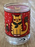 Vintage Anchor Hocking Red Holiday Christmas Cat Glass Votive Candle Holder. Fixed Price $10.50.