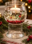 Vintage Pfaltzgraff Holly Joy Glass Floating Candle Holder 8 Christmas Pedestal. Fixed Price $9.99.