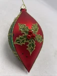 Mercury Glass Ornament Teardrop Christmas Plaid Poinsettia Large 6" Vintage. Fixed Price $27.99.