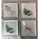 Set Of 4 Christmas Visions By Blitzen & Co. Square Snack/appetizer Plates. Fixed Price $15.00.