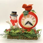 Vtg Hong Kong Mcm Plastic Snowman W/display Clock Merry Christmas Kitsch Decor. Fixed Price $24.99.