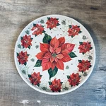 Greenbriar International Christmas Holiday 9 Round Serving Tray Bowl Poinsettia. Fixed Price $9.07.