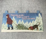 Vtg Manual Woodworkers Christmas Tapestry Wall Hanging Sharing Holiday Cheer 90S. Fixed Price $23.99.
