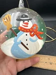 Snowman Winter Scene Glass Ornament 4" Ball Blown Painted Christmas. Fixed Price $9.99.