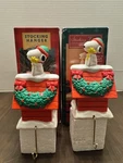 Pair Of Vintage Hallmark Twinkle Lights Peanuts Snoopy Christmasstocking Hangers. Fixed Price $29.50.
