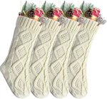 Kunyida 18" 4PCS Unique Ivory White Knitted Christmas STOCKINGS,STYLE2. Fixed Price $26.91.