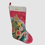 Sferra Red Retro Cookies Wool Velvet Christmas Stocking 19".. Fixed Price $74.98.