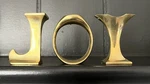 Solid Brass Christmas Joy Candle Holders For Tapers International Silver Co.. Fixed Price $22.50.