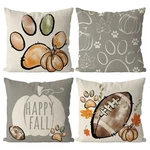 Fall Pillow Covers 18X18 Inch Set Of 4 Football Dog Paws Throw .... Fixed Price $23.38.