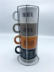 Home Essentials Set Of 4 Ceramic Espresso Multicolor Worded Mug (1720). Fixed Price $18.00.