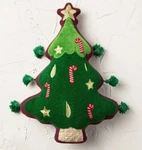 Opalhouse Jungalow Christmas Tree Pillow Green Tassels Boho 12X17" New. Fixed Price $15.00.