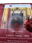 Huntington 5' Unlit Quick Assembly Red Tinsel Pencil Christmas Tree W/stand. Fixed Price $19.55.
