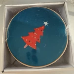 Pier 1 Imports Ceramic Christmas Tree Coaster Set, Multicolor, Round, 4 Pieces. Fixed Price $15.00.