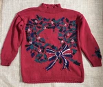 Vintage Cape Isle Knitters Holiday Wreath Red Sweater Large Ugly Christmas Party. Fixed Price $28.00.