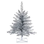 Vickerman 36" Plastic Fir Unlit Artificial Christmas Tree Silver Tinsel. Fixed Price $74.99.