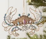 Pottery Barn 6X5 Inch Gold Jeweled Crab Coastal Christmas Ornament. Fixed Price $24.00.