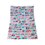 Christmas Holiday Multicolor Throw Blanket Joy Hope Peace Noel Text 37"X52". Fixed Price $6.65.