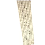 Mud Pie Farmhouse Beige White Checkered Fabric Table Runner Ruffled Edge Text. Fixed Price $17.99.