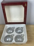 Christmas By Krebs 4 Glass Ball Ornaments Made In Usa Clear Frosted Silver Stars. Fixed Price $13.31.