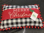 Evergreen "merry Christmas Lumbar Pillow Pom-poms 16X10. Fixed Price $19.99.