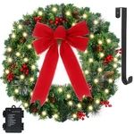 24IN Prelit Christmas Wreath Battery Operated With 50 Lights Timer 8 Modes. Fixed Price $43.86.
