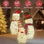 Set Of 3 Snowman With Led String Lights Outdoor 2D Lighted Christmas Decoration. Fixed Price $42.02.