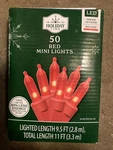 50-COUNT Mini Red Led Christmas String Lights, Wire, By Holiday Time. Fixed Price $19.95.