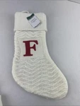 Kirkland Home Christmas 20 Stocking Knit Cream Letter F. Fixed Price $10.00.