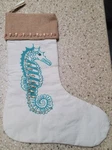 New Seahorse Beaded Christmas Stocking Coastal Ocean. Fixed Price $24.00.