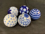 (5) Porcelain Oriental Style Decorative Blue & White Balls. Fixed Price $19.95.