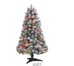 Seasonal Specialties 4' Lighted Flocked Multicolor Lights Green Christmas Tree. Fixed Price $89.99.