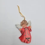 Hand Painted Wooden Angel Christmas Ornament Signed Joan Bennett. Fixed Price $9.45.