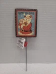 Time Santa Happy Holidays Decorative Pick Retro Graphic 9" Tall. Fixed Price $5.09.